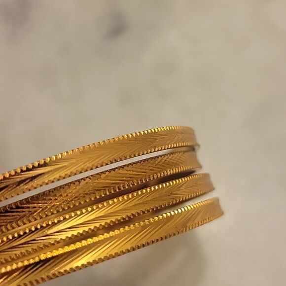 NEW Indian Bangle 18k Set 4 Gold Thin Wedding Dainty Coquette Bracelet BollyWood - Picture 4 of 9